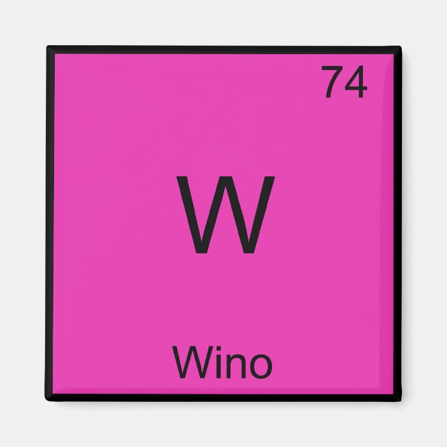 W - Wino Roligt Vin Kemi Element Symbol T-shirt Magnet (Framsidan)