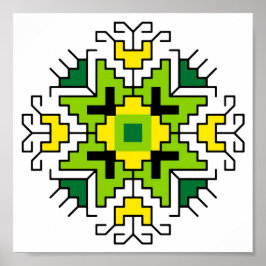WA0014 Wall Art Bulgariska motif shevitsa-grönt Poster
