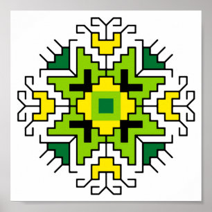 WA0014 Wall Art Bulgariska motif shevitsa-grönt Poster