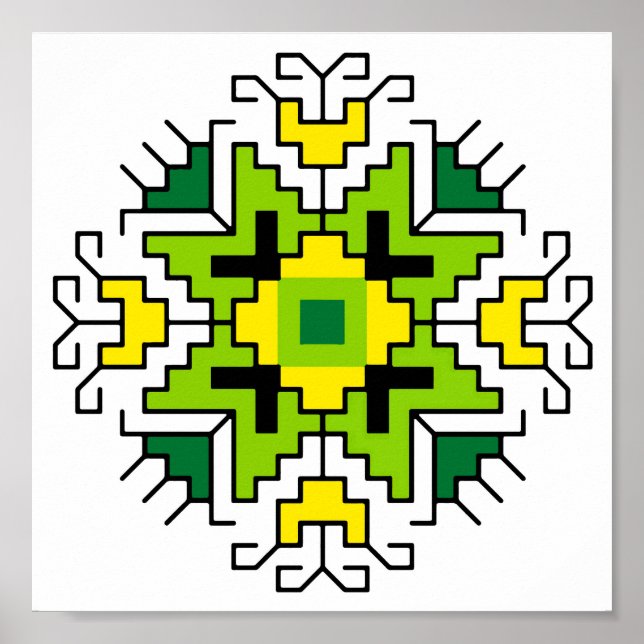 WA0014 Wall Art Bulgariska motif shevitsa-grönt Poster (Framsidan)