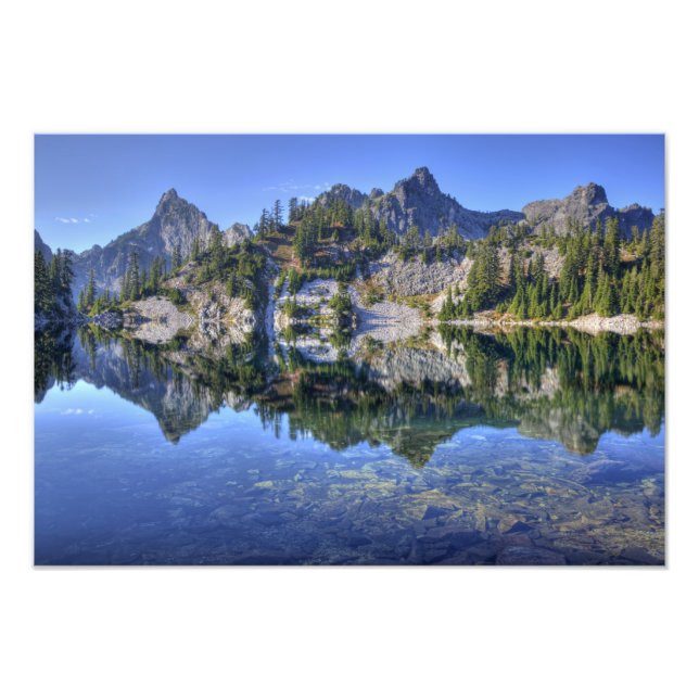 WA, Alpine Lakes Wilderness, Gem Lake, med Fototryck (Framsidan)