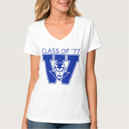 Wa-Hi Class of 1977 Dam T-Shirt med V-ringning