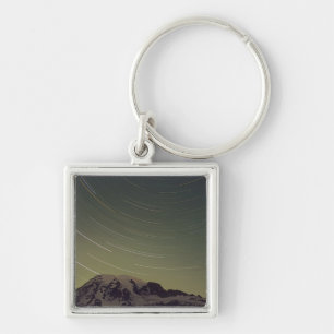 WA, Mount Rainier nationalpark, Mount Rainier, Fyrkantig Silverfärgad Nyckelring