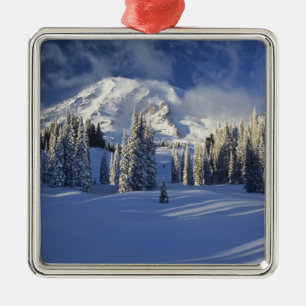 WA, Mt. Rainier NP, Mt. Rainier och Paradise Julgransprydnad Metall