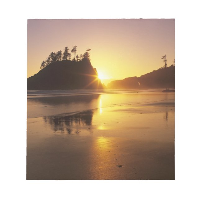 WA, Olympic NP, Second Beach vid solnedgång Anteckningsblock (Framsida)