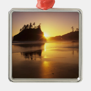 WA, Olympic NP, Second Beach vid solnedgång Julgransprydnad Metall