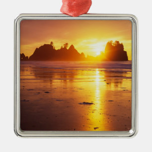 WA, Olympic NP, Shi Shi-stranden vid solnedgång, P Julgransprydnad Metall