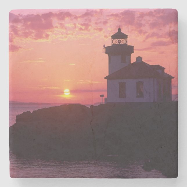 WA, San Juan Island, Lime Kiln Lighthouse, 1919. Underlägg Sten (Framsidan)