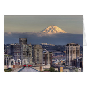 WA, Seattle, Mount Rainier från Kerry Park Hälsningskort