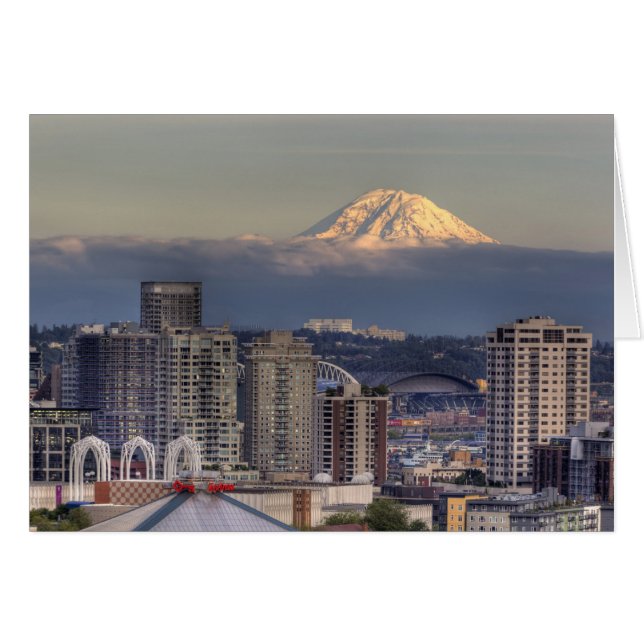 WA, Seattle, Mount Rainier från Kerry Park Hälsningskort (Framsidan Horizontal)