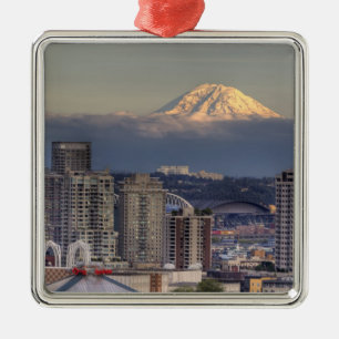 WA, Seattle, Mount Rainier från Kerry Park Julgransprydnad Metall