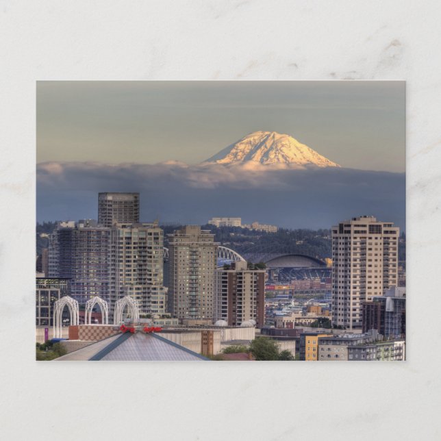 WA, Seattle, Mount Rainier från Kerry Park Vykort (Framsida)
