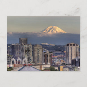WA, Seattle, Mount Rainier från Kerry Park Vykort