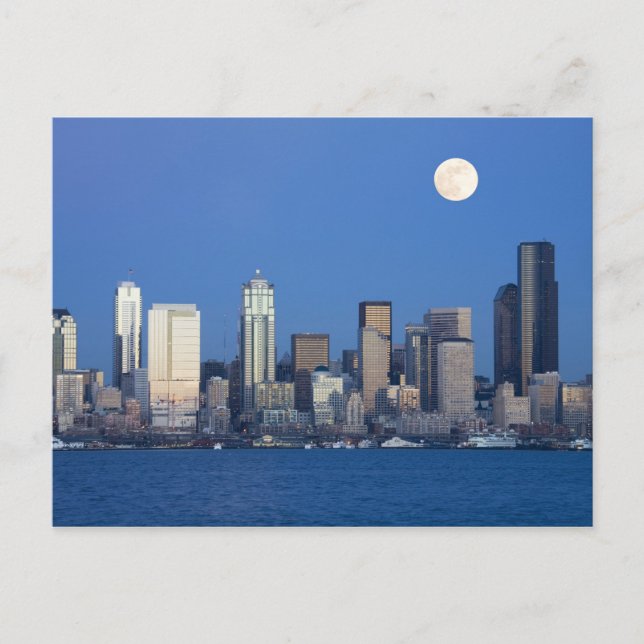 WA, Seattle, Seattle skyline och Elliott Bay 2 Vykort (Framsida)
