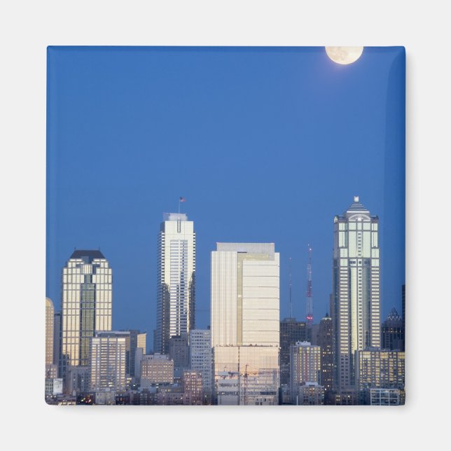 WA, Seattle, Seattle skyline och Elliott Bay 4 Magnet (Framsidan)