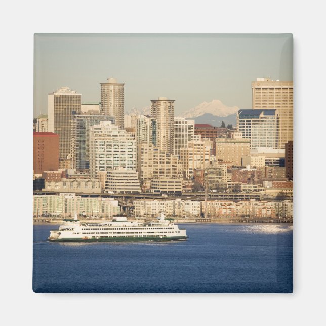 WA, Seattle, Seattle stadsbild och Elliott Bay Magnet (Framsidan)