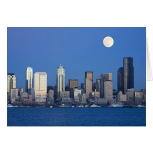 WA, Seattle, Seattleutsikt och Elliott Bay 2 Hälsningskort