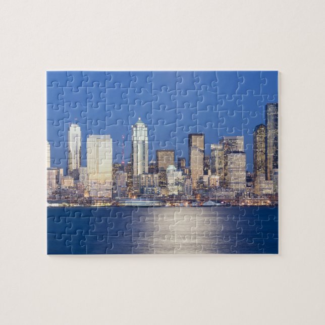 WA, Seattle, Seattleutsikt och Elliott Bay, 2 Pussel (Horisontell)