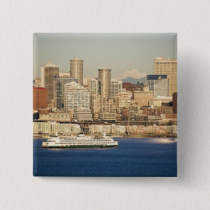 WA, Seattle, Seattleutsikt och Elliott Bay Knapp