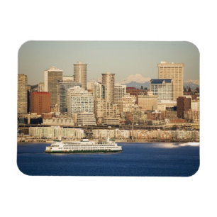 WA, Seattle, Seattleutsikt och Elliott Bay Magnet