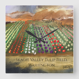 WA Skagit Valley Tulip Fält Vår Dream Fyrkantig Klocka
