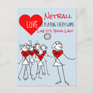 WA-spelarens Clipart och Motivational Netball-cita Vykort