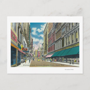 WA Street Downtown Shopping District Scene Vykort