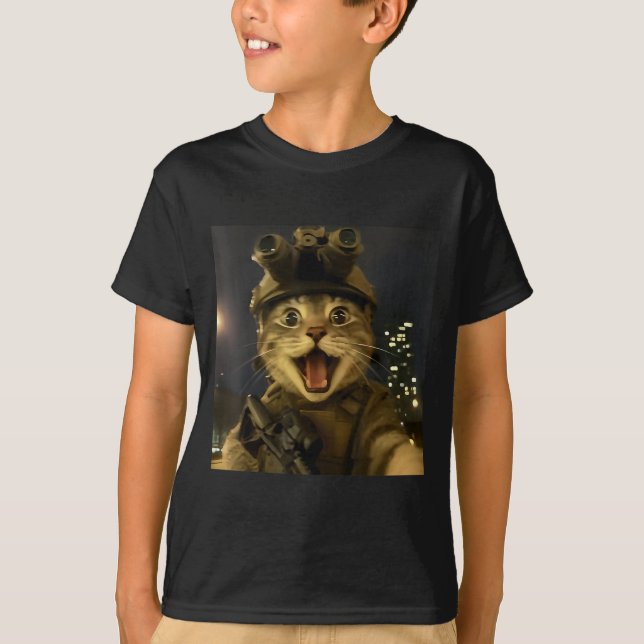 Waactical Cat Meme  T Shirt (Framsida)