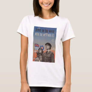 WAAF i enhetligt med pilot- bredvid henne Tee Shirt