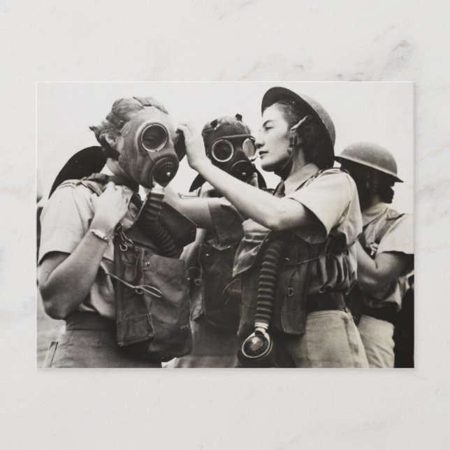 WAAF på gasmasker Vykort (Framsida)