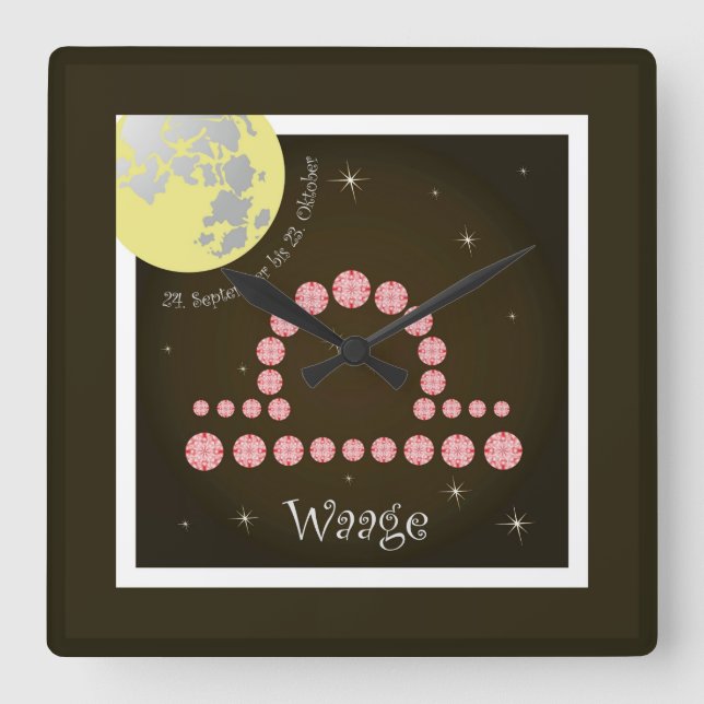 Waage 24. September bis 23. Oktober Uhr Fyrkantig Klocka (Framsida)