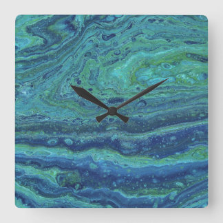 Wabash 3 Cool Blue Green Abstrakt Klocka