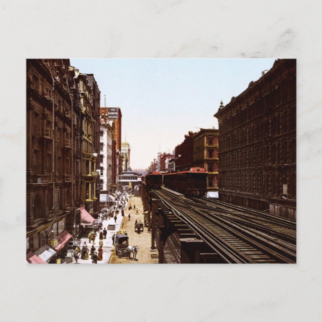 Wabash Ave North Adams Street Chicago Illinois Vykort (Framsida)