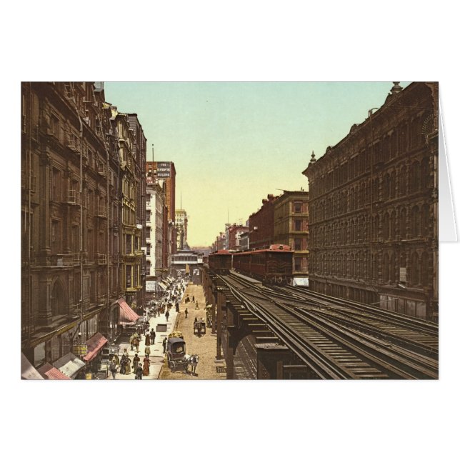 Wabash aveny Chicago 1900 Hälsningskort (Framsidan Horizontal)