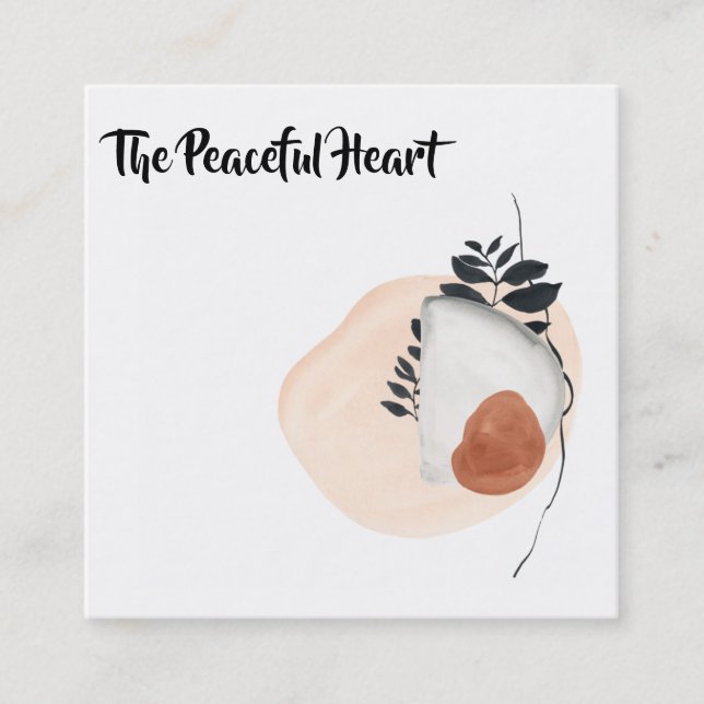 *~* Wabi Sabi Abstrakt Minimal Bläck AR27 enkel Fyrkantigt Visitkort (Framsida)