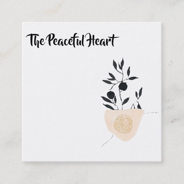 *~* Wabi Sabi Abstrakt Simple Minimal Bläck QR AR2 Fyrkantigt Visitkort (Framsida)