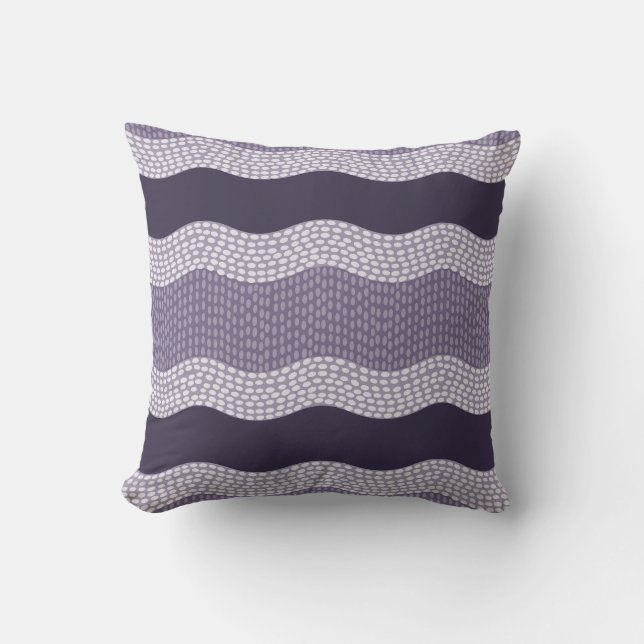 Wabi Sabi Abstrakt Vågigt River, Eggplant, Lilac Kudde (Framsida)