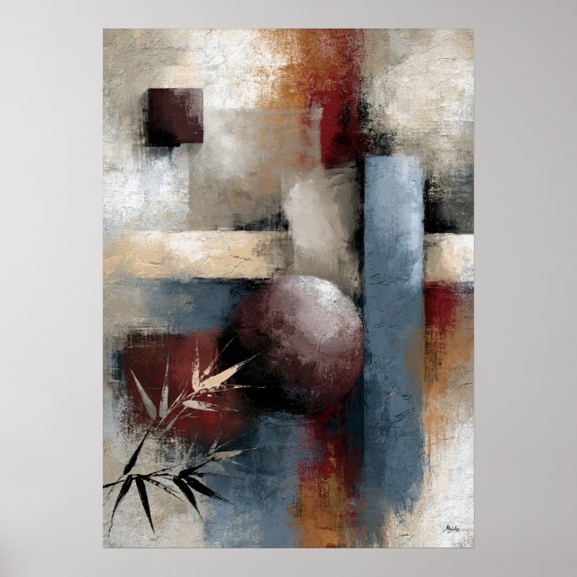 Wabi-Sabi Bambu Abstrakt Modern Japansk Väggkonst (Framsidan)