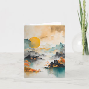 Wabi Sabi Landskap med Sol Tack Kort