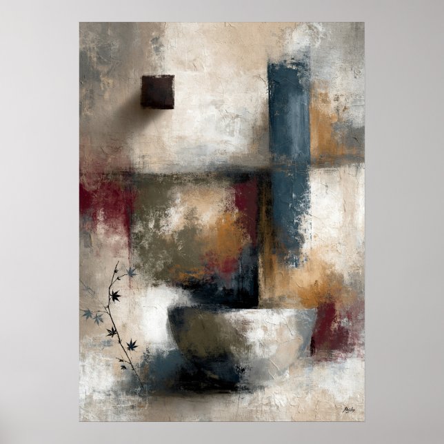 Wabi-Sabi Lönn Abstrakt Modern Japansk Väggkonst (Framsidan)