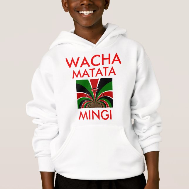 Wacha Matata Mingi Behålla till Kenyan Hakuna Mata Tee (Framsida)