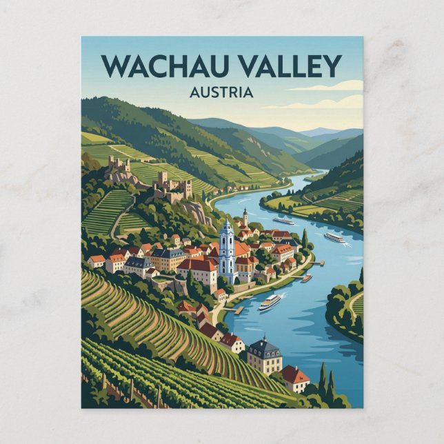 Wachau dalen Österrike Vykort (Framsida)