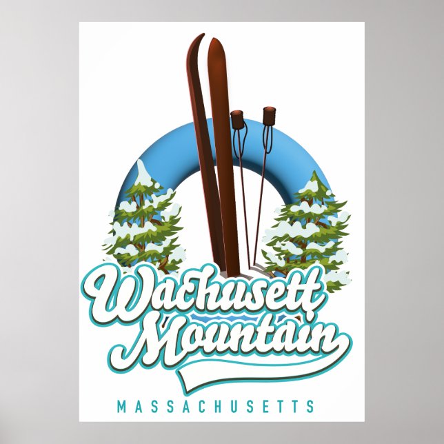 Wachusett Mountain Massachusetts skid logotyp Poster (Framsidan)