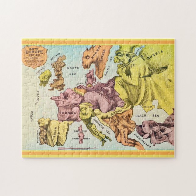 Wacky 11x14 Old Europe Map Puzzle Pussel (Horisontell)
