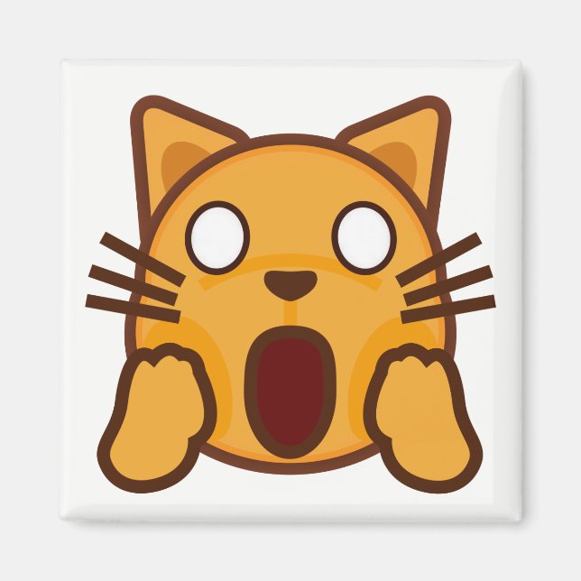 Wacky Cat Ansikte Emoji Magnet (Framsidan)