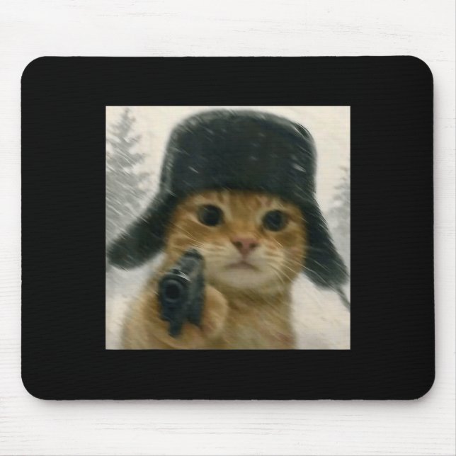Wacky Cat Wearing Ushanka Hat Russian Meme Cat Hum Musmatta (Framsidan)