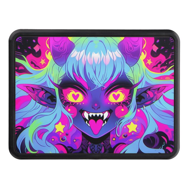 Wacky Demon Elf Anime Girl Tunga ut Dragkroksskydd (Framsidan)