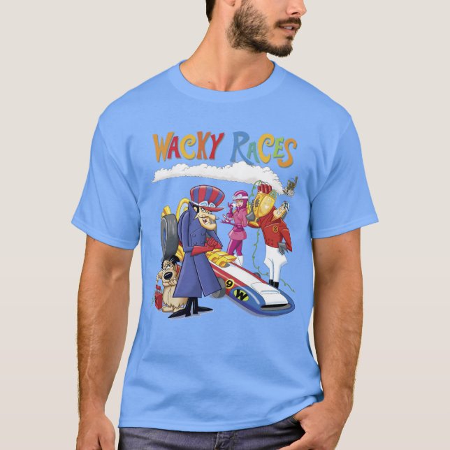 Wacky Races 60s 70s 90s 80s Cartoon Scifi Retro T Shirt (Framsida)