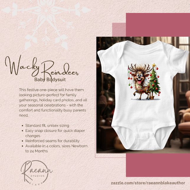 Wacky Reindeer Baby Bodykostym T Shirt (Skapare uppladdad)