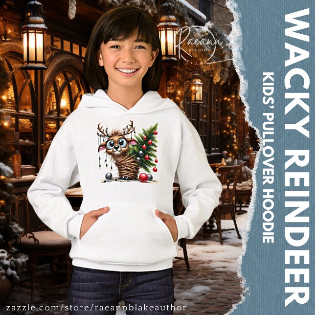 Wacky Reindeer Barn Pullover Hoodie T Shirt (Skapare uppladdad)